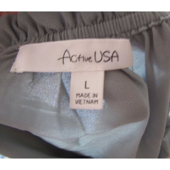 New w Tags Active USA Sage Green Off-Shoulder Peasant Style Blouse Large - Picture 6 of 8